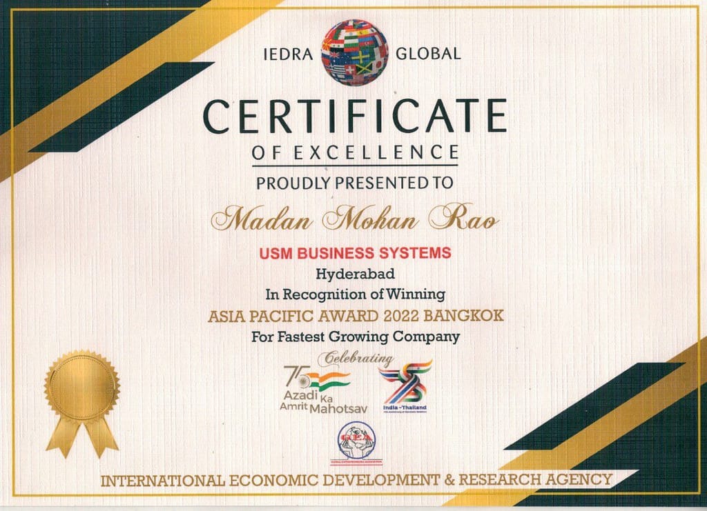 USM Has Won Excellence Award For Innovation and Business Development By IEDRA- Bangkok 1 Excellence Award For Innovation and Business Development By IEDRA